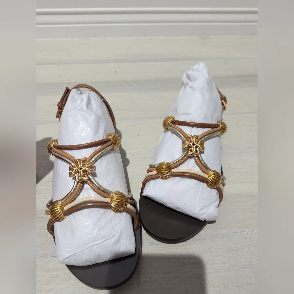 Tory Burch Capri Beaded Leather Multi-strap Sandal